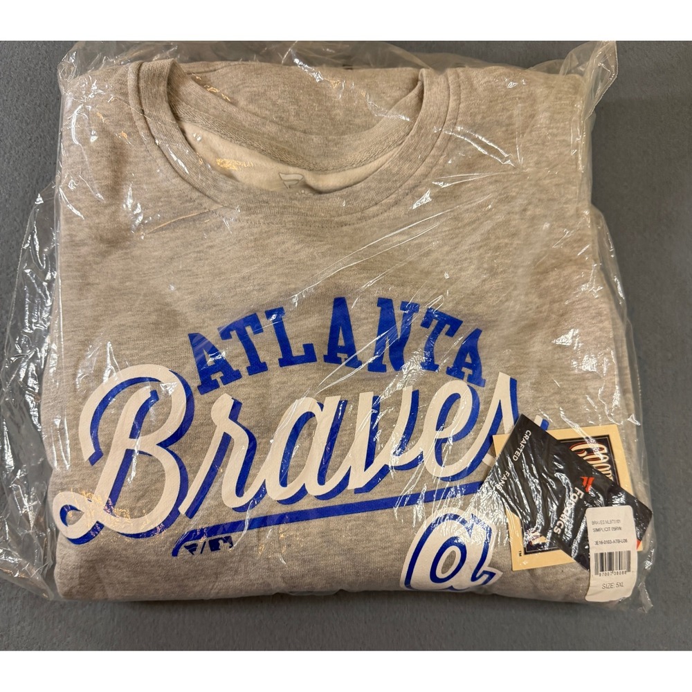 Fanatics Atlanta Braves Men's 5XL Cooperstown Gray Crewneck Sweatshirt MLBT5161